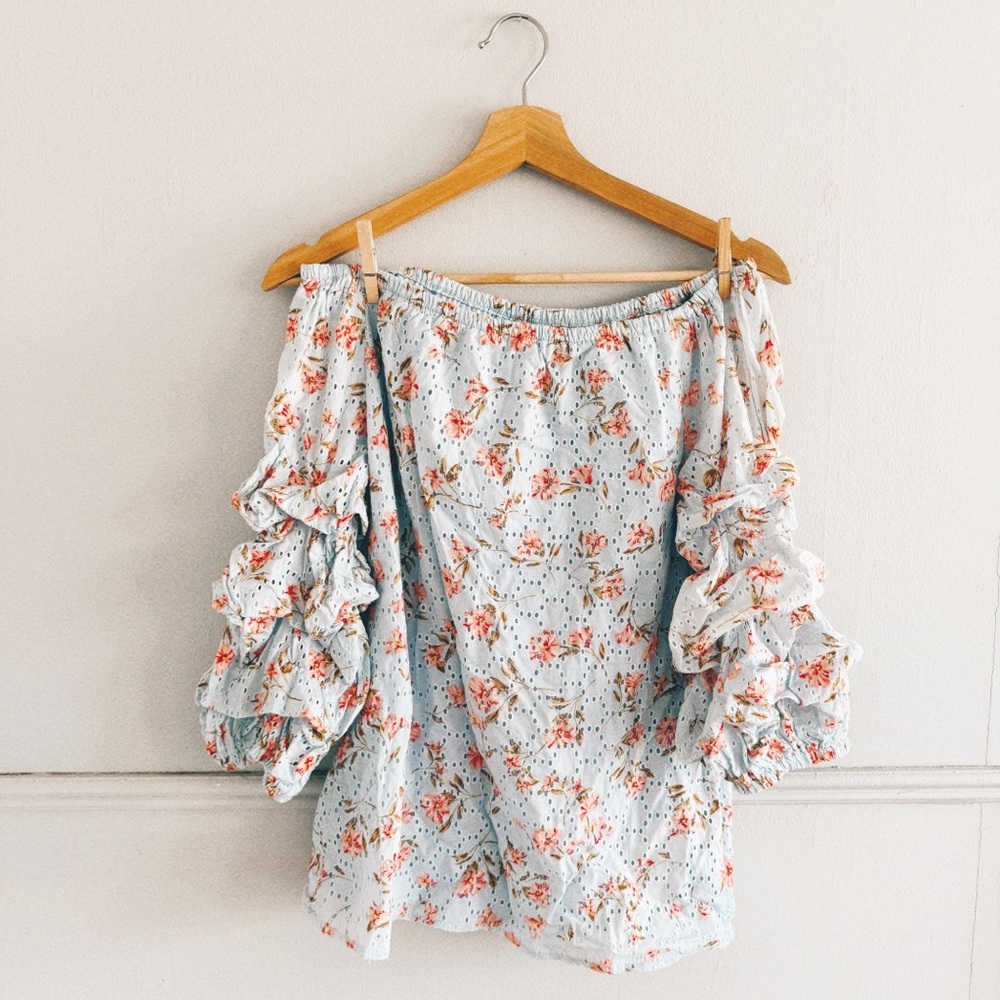 CECELIA > Eyelet Off The Shoulder Top